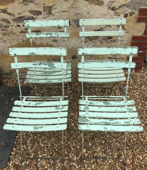 set of 4 old french bistro chairs